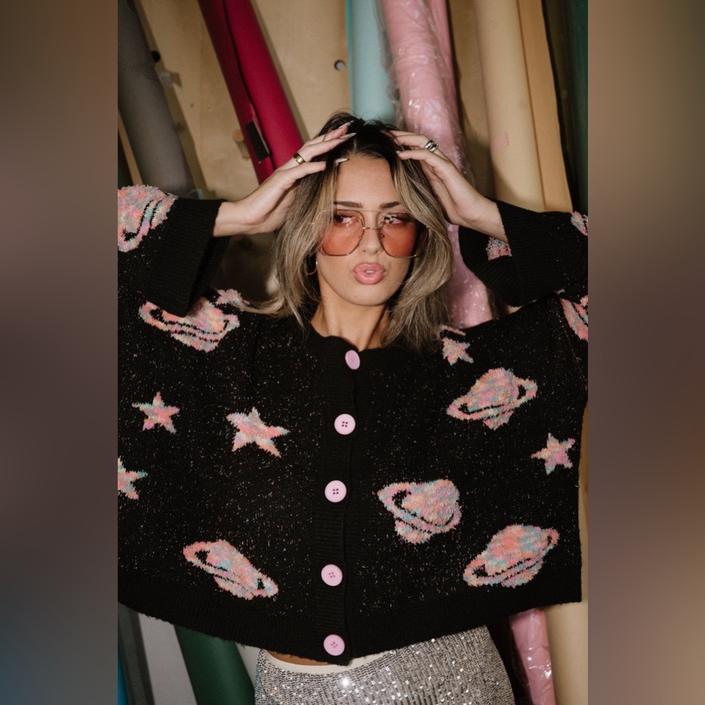 Dressed in LALA Need Some Space Boxy Button-Up Cardigan